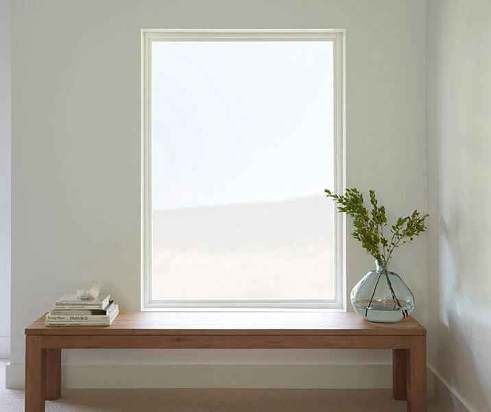 Fixed window above hall table