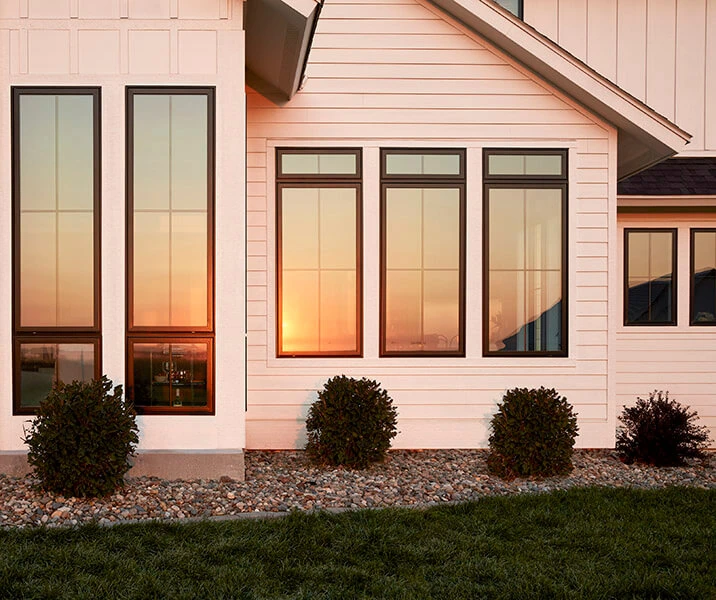 Casement windows at sunset