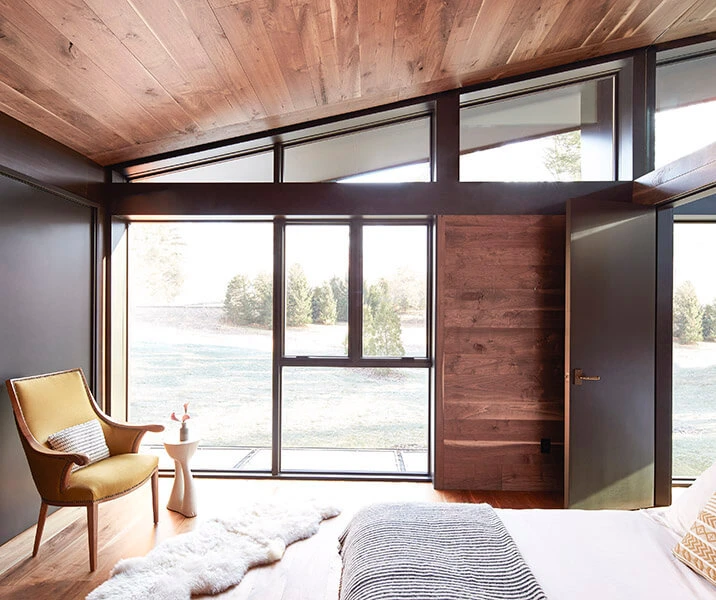 Contemporary angled windows on modern home